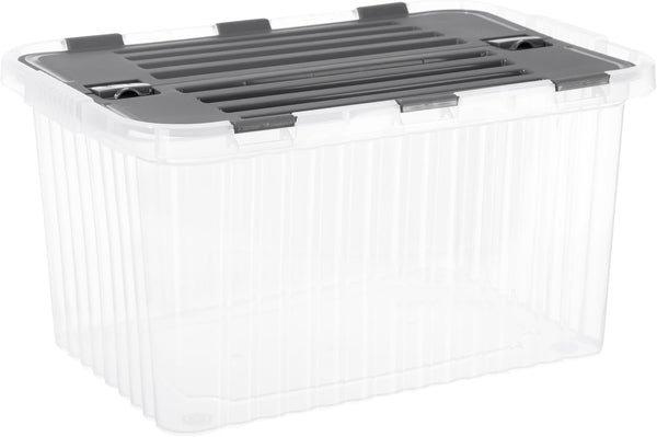 Superio Clear Storage Box with Lid, Stackable Plastic Container Bins for Organizing Home, Office, and Dorm