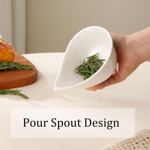 Dneuoir Herb Stripper Bowl, Ceramic Herb Peeling Bowl, Kitchen Herbs Leaf Stripping Tool, Pottery Herb Peeler for Kale