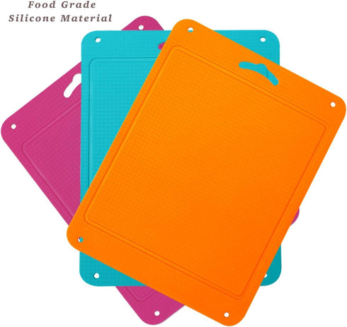Silicone Chopping Mat, Flexible Thick Cutting Board, Food Grade Material, Non-Slipping, 12.6 x 9.6 inch (Blue)