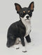 CHIHUAHUA Black White Dog Sits FIGURINE, Resin DF06A