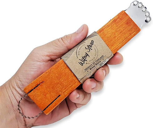 WitnyStore 6¾" Long Wooden Handle Coconut Grater - Vintage Thai Style Kitchen Tool - Portable Stainless Steel Shredder