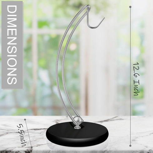 Modern Banana Holder Stand - Patented Tree Hanger with Stainless Steel Rack and Wood Base for Kitchen Use (Black/Silver)