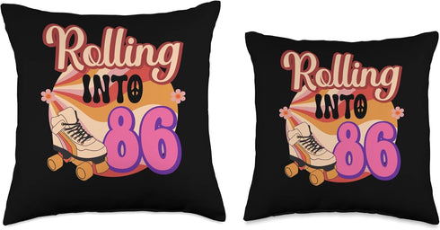 In-line Skates Throw Pillow, 16x16, Multicolor Rolling Into 86 Towards 1940