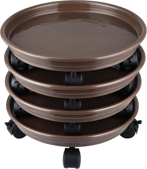 Skelang 4 Pcs Plant Caddy 11.8 Inches, Plant Pallet with Brake Wheels, Plant