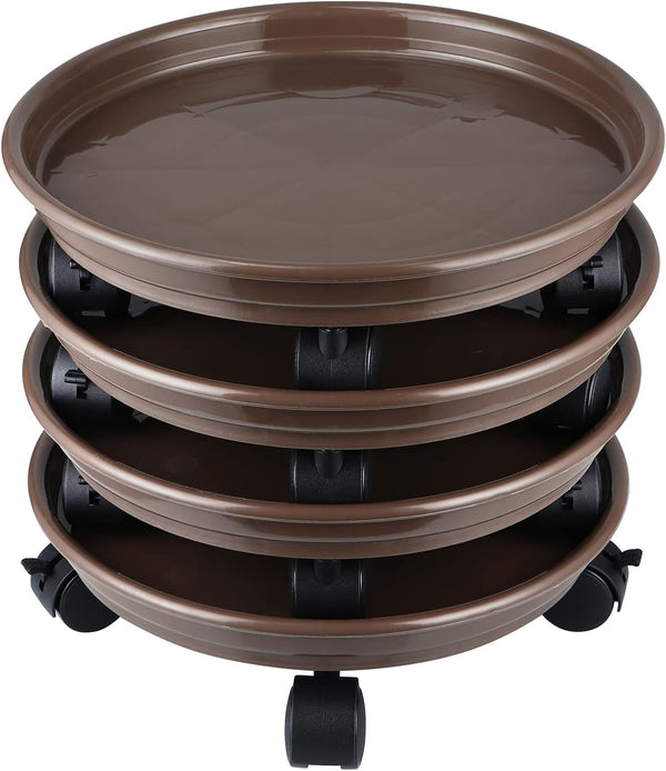 Skelang 4 Pcs Plant Caddy 11.8 Inches, Plant Pallet with Brake Wheels, Plant