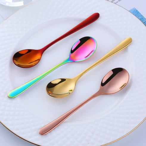 BuyGo 18/8 Stainless Steel Teaspoon Set of 8, 6 Inch Coffee Dessert Espresso Spoons, Mix Color, Dishwasher Safe