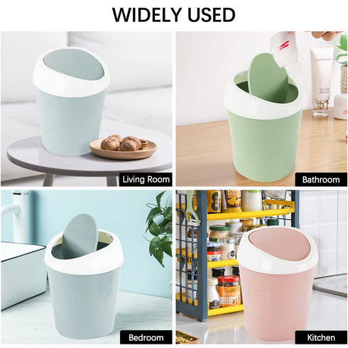 SITAKE 2 120 Pcs Plastic Mini Wastebasket Trash Can with Trash Bags, Tiny Desktop Waste Garbage Bin with Swing Lid