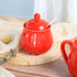FUYU Ceramic Sugar Bowl with Lid and Spoon, Spice Jar Seasoning Box, Condiment Pot