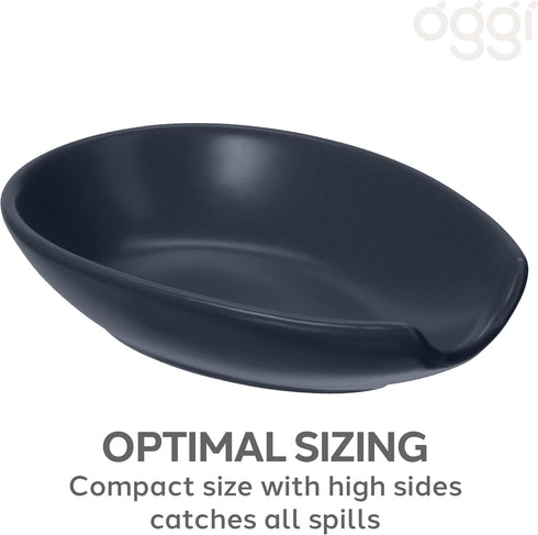 OGGI Spooner Ceramic Spoon Rest, Spoon Holder for Countertop, Kitchen Decor, Coffee Bar Accessories, Midnight Blue