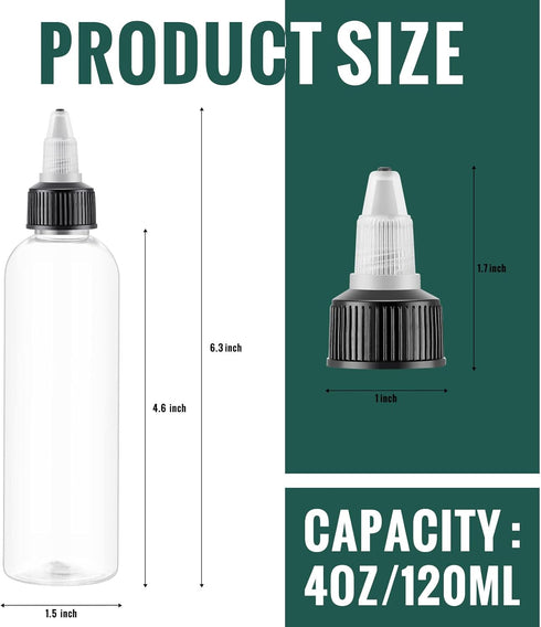 Irenare 30 Pcs 4 oz Plastic Squeeze Bottles, Bulk Boston Dispensing Bottles with 20/410 Twist Top Cap