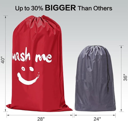 HOMEST 2 Pack XL Wash Me Travel Laundry Bag, Dirty Garments Organizer, Large Enough for 4 Loads of Clothes, Black and