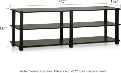 Furinno TST No Tools 3-Tier Wide Shoe Storage Rack, Dark Brown/Black, 47 Inch