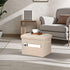 17x17x13 Inches, Bsketa Storage Ottoman Foot Rest, Folding Linen Cotton Ottoman with Storage with Side Pockets