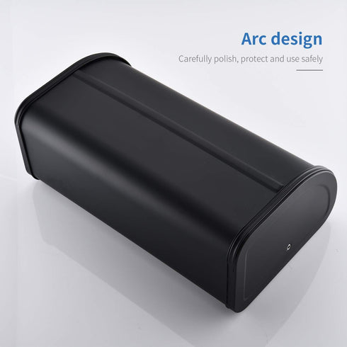 HILFA Stainless Steel Bread Box with Roll Up Lid, 17.5X11.5X7.5 inch Matte Black Kitchen Storage
