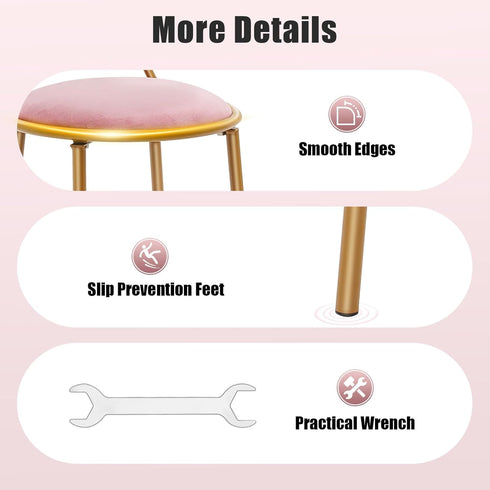 LOYALHEARTDY Modern Makeup Vanity Chair Stool Pink Bow Vanity Chair Cute Butterfly Stool Princess Chairs with Bow Knot
