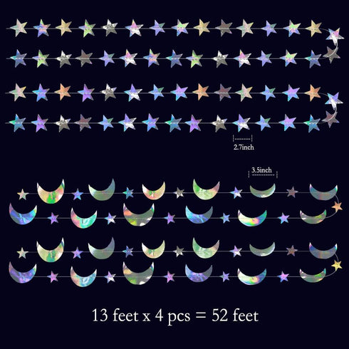 Cheerland Iridescent Twinkle Little Star Moon Garland, Birthday Party Decorations for Year Eve Ramadan EID