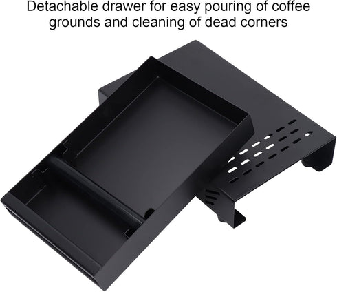Coffee Knock Box Drawer - Stainless Steel Coffee Powder Box with Removable Rubber Strike Wood Pole and Non-Slip Base