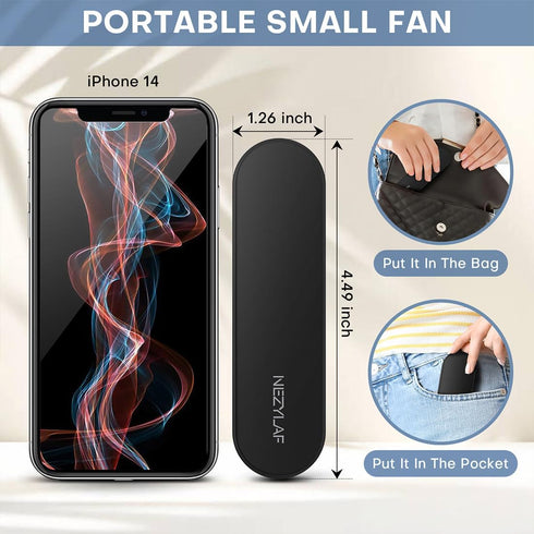 Nezylaf Handheld Mini Fan, 2 Speeds Rechargeable Travel Fan, Portable USB Small Pocket Fan for Women, Outdoor Essentials