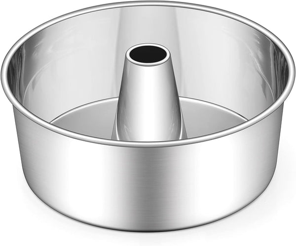 E-far 10-Inch Angel Food Cake Pan - Stainless Steel Tube Pan for Baking Pound Chiffon Cake, Dishwasher Safe