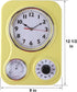 Lily's Home Retro Kitchen Wall Clock with Thermometer and 60-Minute Timer, Yellow (9.5 in x 13.3 in)