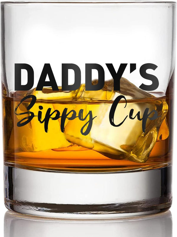 Fathers Day Dad Gifts for New Dad Husband from Daughter Son Wife, 11 OZ Whiskey Glass, Funny Gag Gift Ideas for