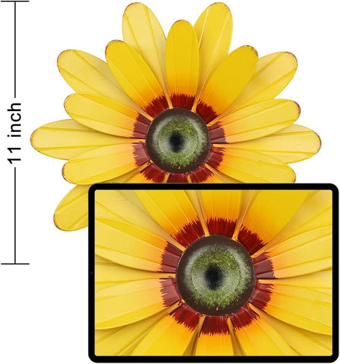 YEAHOME Sunflower Garden Decor, 11'' Metal Flower Wall Art for Kitchen, Bathroom, Indoor Outdoor