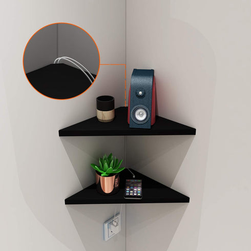 evron Corner Mounting Shelf Set of 2 – Easy to Install Floating Wall Shelves with Durable Waterproof ABS Plastic