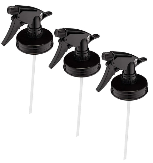 Jarmazing Products Mason Jar Sprayer Lids, Black, 3 Pack with Powerful Sprayers for Regular Mouth Jars