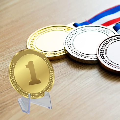 yuntop 20 Packs Mini Acrylic Easel Stands for Displaying Coins, Small Artworks, and Challenge Medals (2.12x 1.4 Inch)
