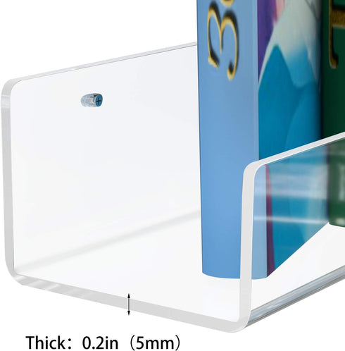 24 inch,Kids Shelf,50% NIUBEE Acrylic Invisible Floating Bookshelf Clear Wall Bookshelves Display Book Thicker