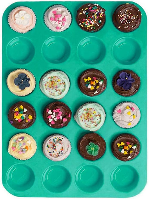 Silicone Muffin Pan, 24 Mini Cupcake Pan for Cream Cheese Fat Bombs, Non Stick, 2 Pack