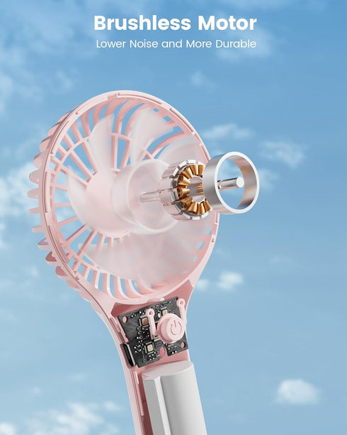 Handheld Fan, Portable Mini Fan with 3 Speeds, USB Rechargeable Personal Fan for Travel/Home - Pink