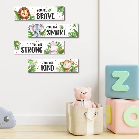 UBLURO 4-Piece Set Jungle Animals Wall Art - Motivational Decor