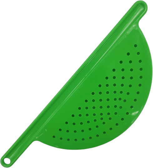 Handheld Plastic Pot Drainer, Noodle & Pasta Strainer with Handle - Fits up to 9" Pots (Green)