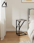 NEFROM ET-D-GY1 C-Shaped End Table, Small Couch Side Table, Sofa TV Tray Table for Living Room, Bedroom, Bedside