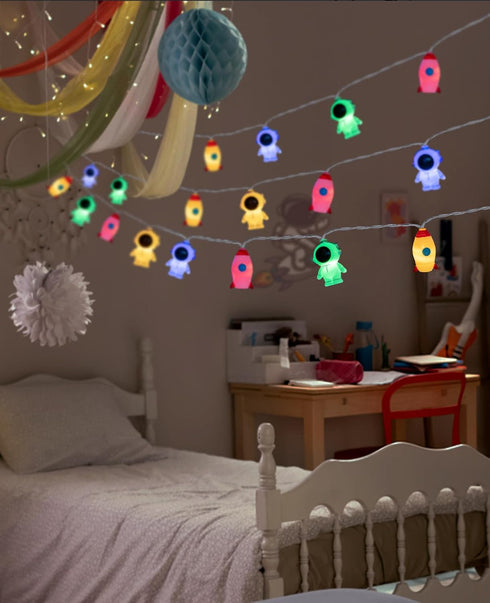 20 AceList LED Space String Lights, Magical Rocket and Astronaut Decor | USB&Battery Powered for Children's/Kids'