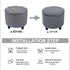Andreannie Stretch Dark Grey Jacquard Fabric Ottoman Slipcover Floding Storage Foot Stool Covers Soft Round Slipcover