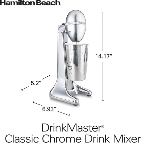 Hamilton Beach DrinkMaster Electric Drink Mixer, Retro Milkshake Maker, 28 oz, Classic Chrome