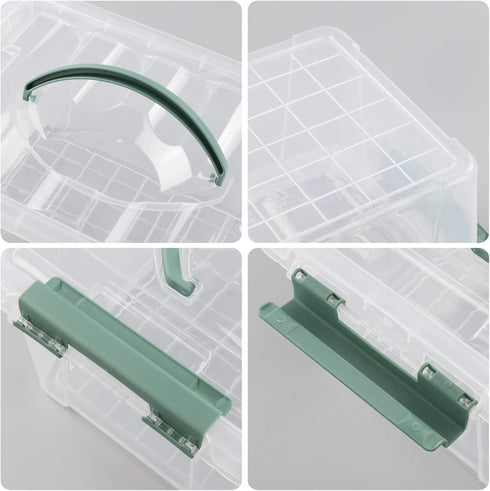 4-Pack Clear Storage Box Tote, 6 Quarts Plastic Bins with Lids
