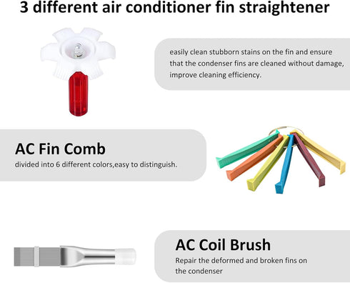 Shkalacar 5 Pieces Air Conditioner Fin Cleaner Set, AC Coil Cleaner, Evaporator Radiator Repair Tool
