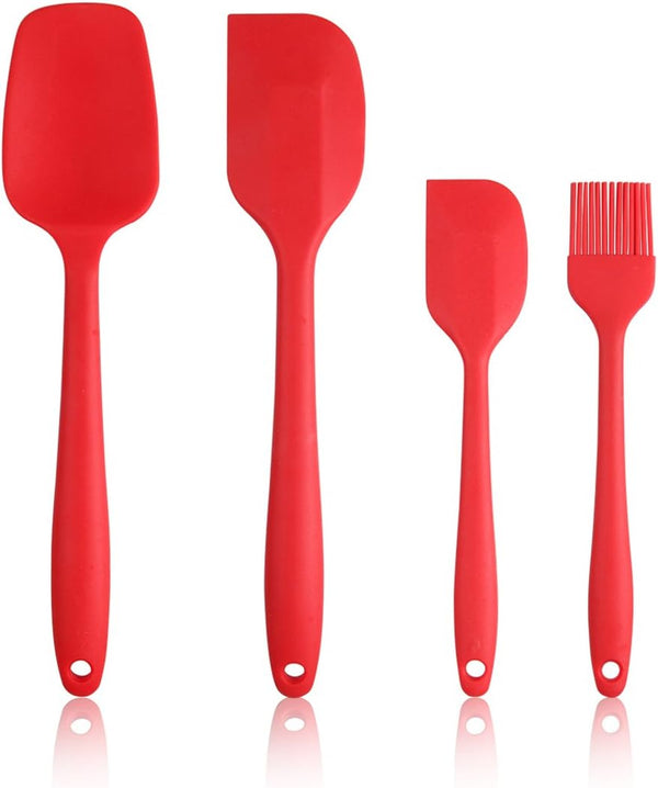 Rubber Spatula Set of 4, Silicone Heat Resistant Spatulas with Stainless Steel Core for Cooking and Baking