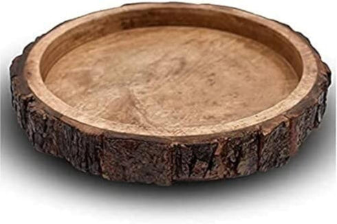CraftsX2Z Sheesham Wood Serving Trays Set with Handles, Rustic Nesting Trays Stackable Platters