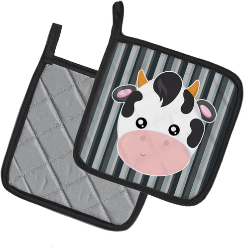 Caroline's Treasures BB6926PTHD Pair of Cow Face Pot Holders, 7.5 x 7.5, Heat Resistant Kitchen Hot Pads