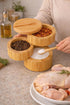 Generic 3-Tier 10.15 oz Bamboo Salt Cellar with Magnetic Lid and Spoon Larger Capacity Ideal for Celtic Sea Salt