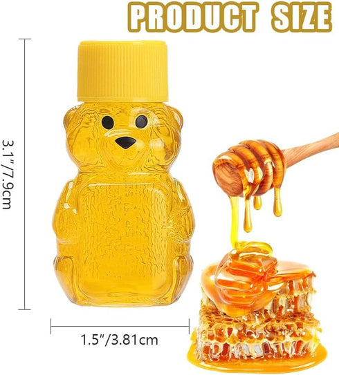 HAOZIJIE 12 Sets 2oz Honey Bottles, Bear Shape Clear Empty Honey Jar with Screw Lid,Plastic Mini Honey Jars Party