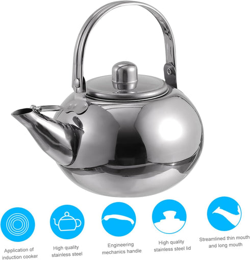 1pc Stainless Steel Pot Filter Screen Teapot Metal Tea Kettle with Infuser Coffee Kettle Water Kettle by RORPOIR