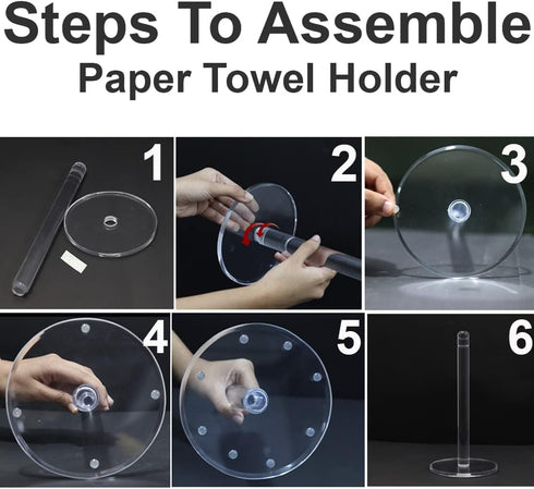 Clear Acrylic Transparent Paper Towel Holder, Detachable Base, Stand for Kitchen Countertop, Dining Tables, Bathrooms