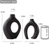 Set 2, Liotww Black Vases Home Decor of Ceramic Black Small Flower Vase, Minimalist Boho Decorative Modern Donut Vase