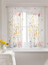 Yomandocix 45 Inch 27.5"x45" 2 Spring FlowersSheer Kitchen Tier Curtains Length, Botanical Florals Cafe Window