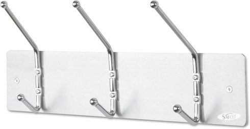 Safco 4161 Wall Rack Coat Hook, 3 Hook, Silver